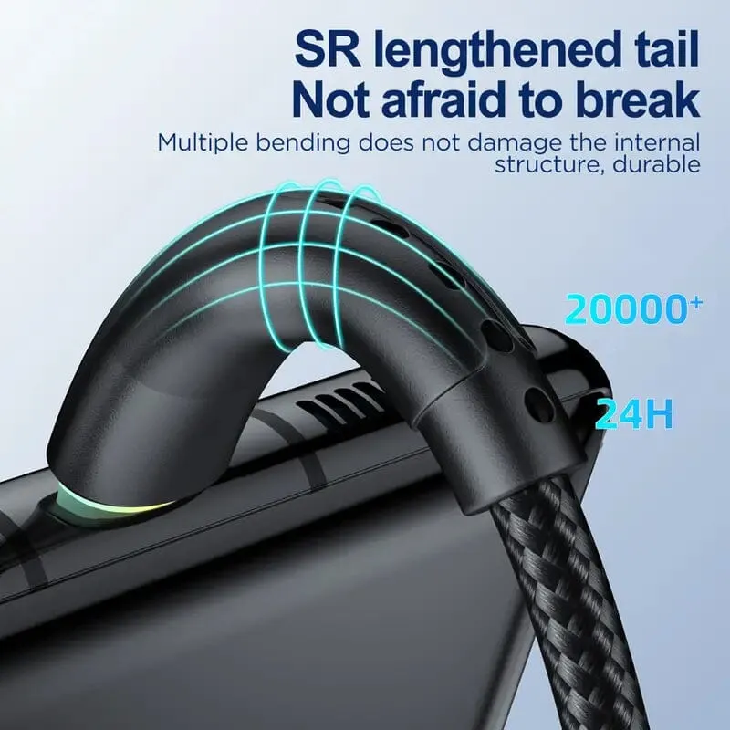 10Ft LED Fast Charging Type C Cable with High-Speed LED Indicator