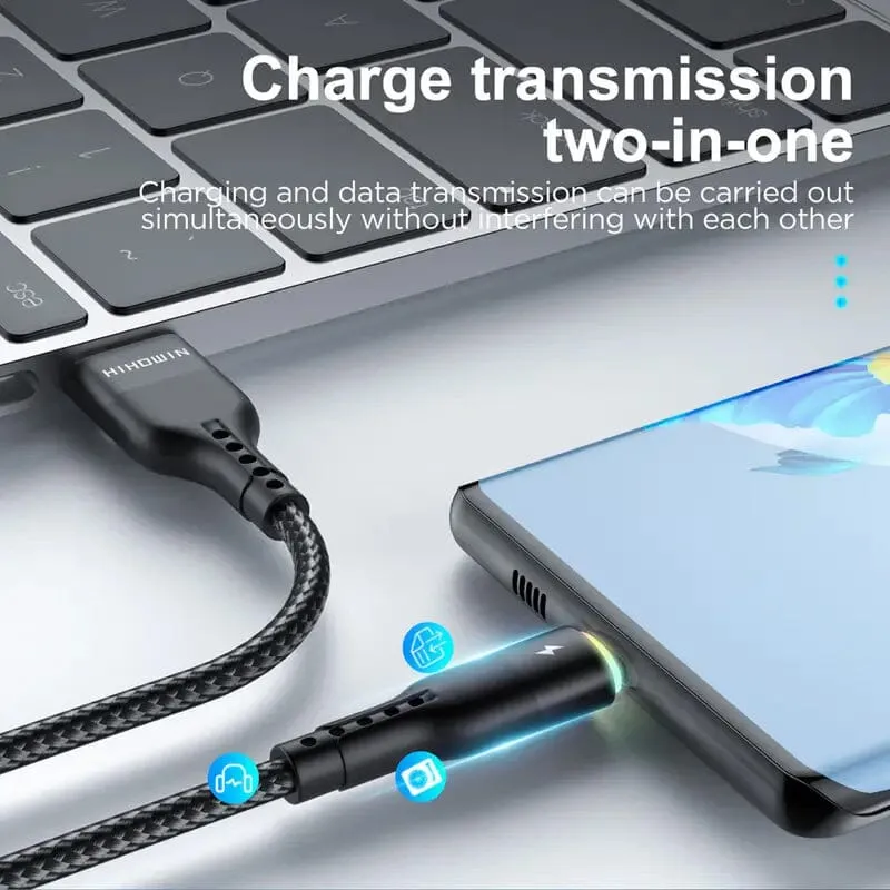 10Ft LED Fast Charging Type C Cable with High-Speed LED Indicator