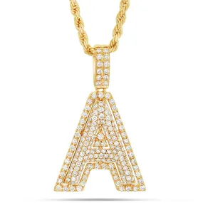 10K Gold 1.38t Bilevel Diamond Initial Pendant