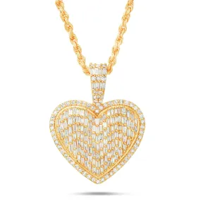 14K Gold 2.0ct Baguette Diamond Heart Pendant