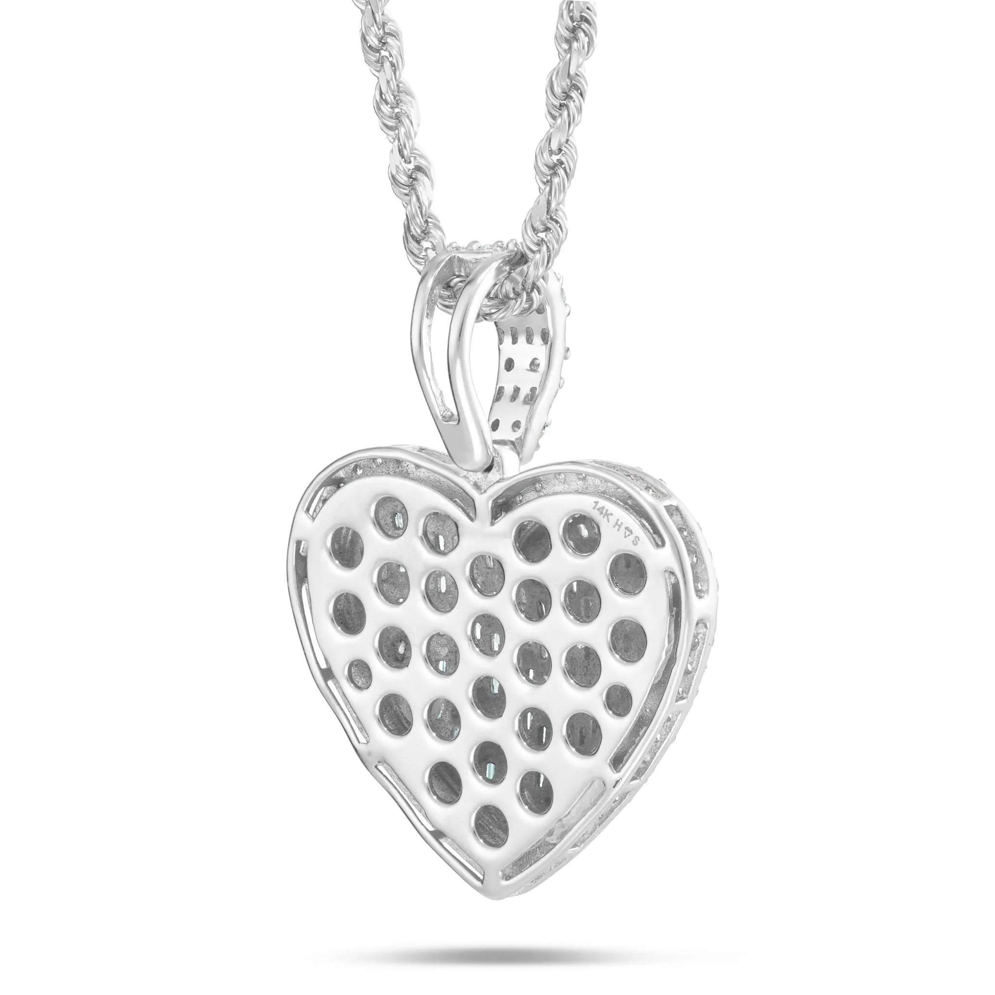 14K Gold 2.0ct Baguette Diamond Heart Pendant