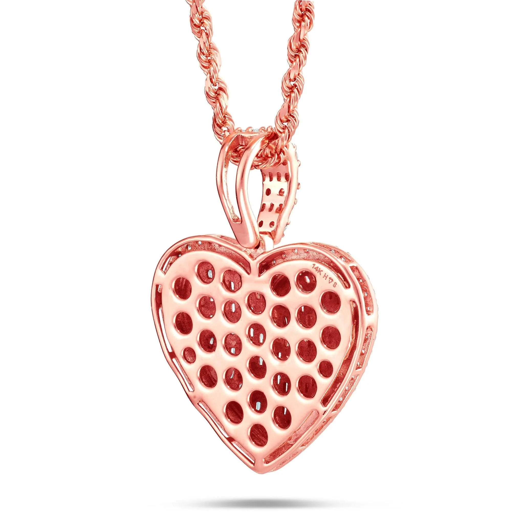 14K Gold 2.0ct Baguette Diamond Heart Pendant
