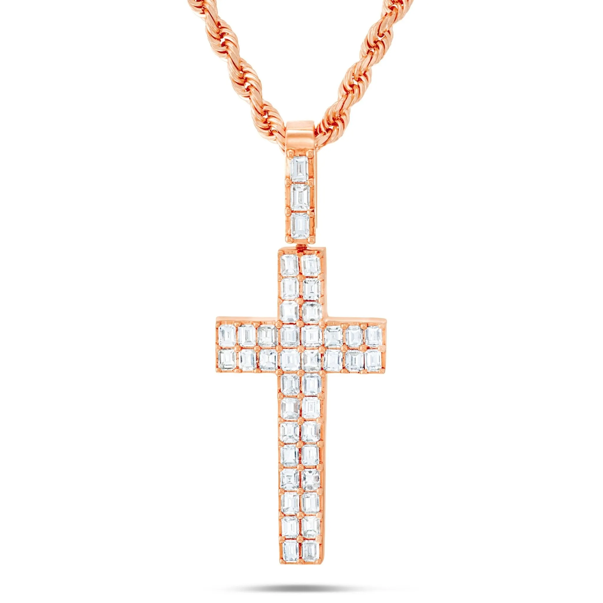 14K Gold 2.70ct Emerald Diamond Cross Pendant