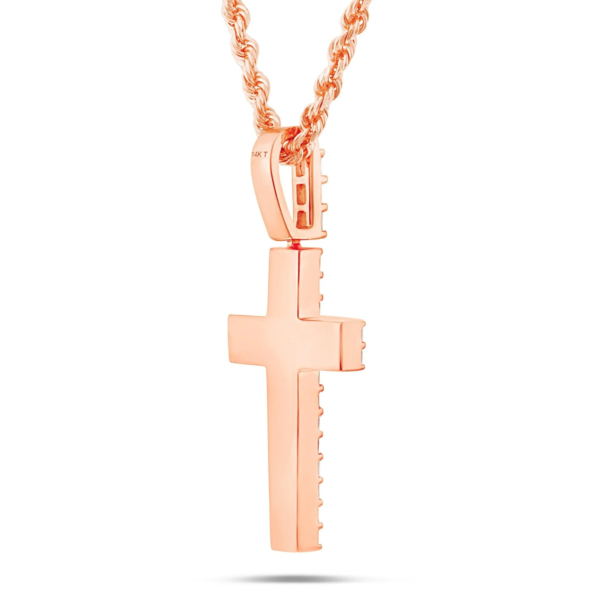 14K Gold 2.70ct Emerald Diamond Cross Pendant