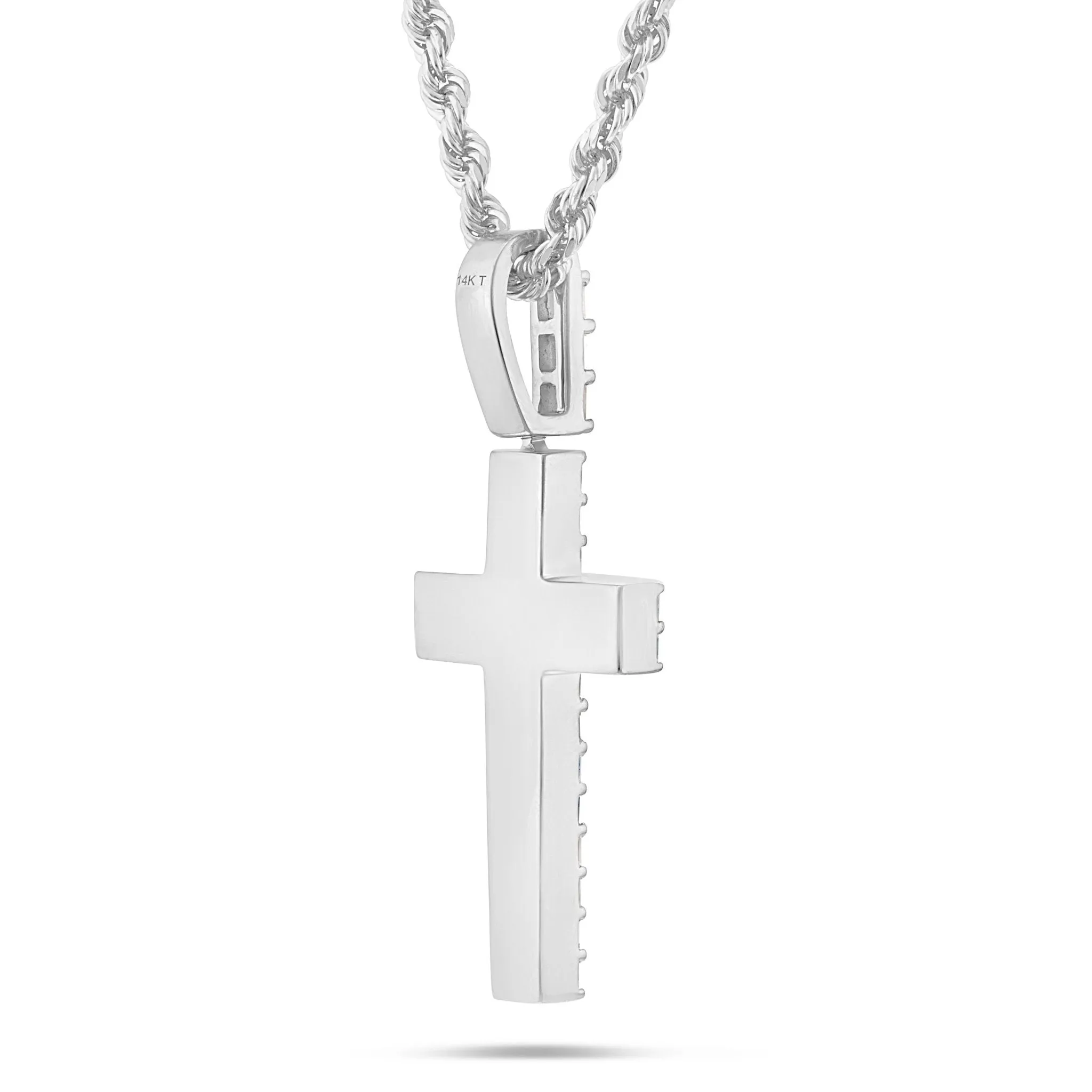 14K Gold 2.70ct Emerald Diamond Cross Pendant