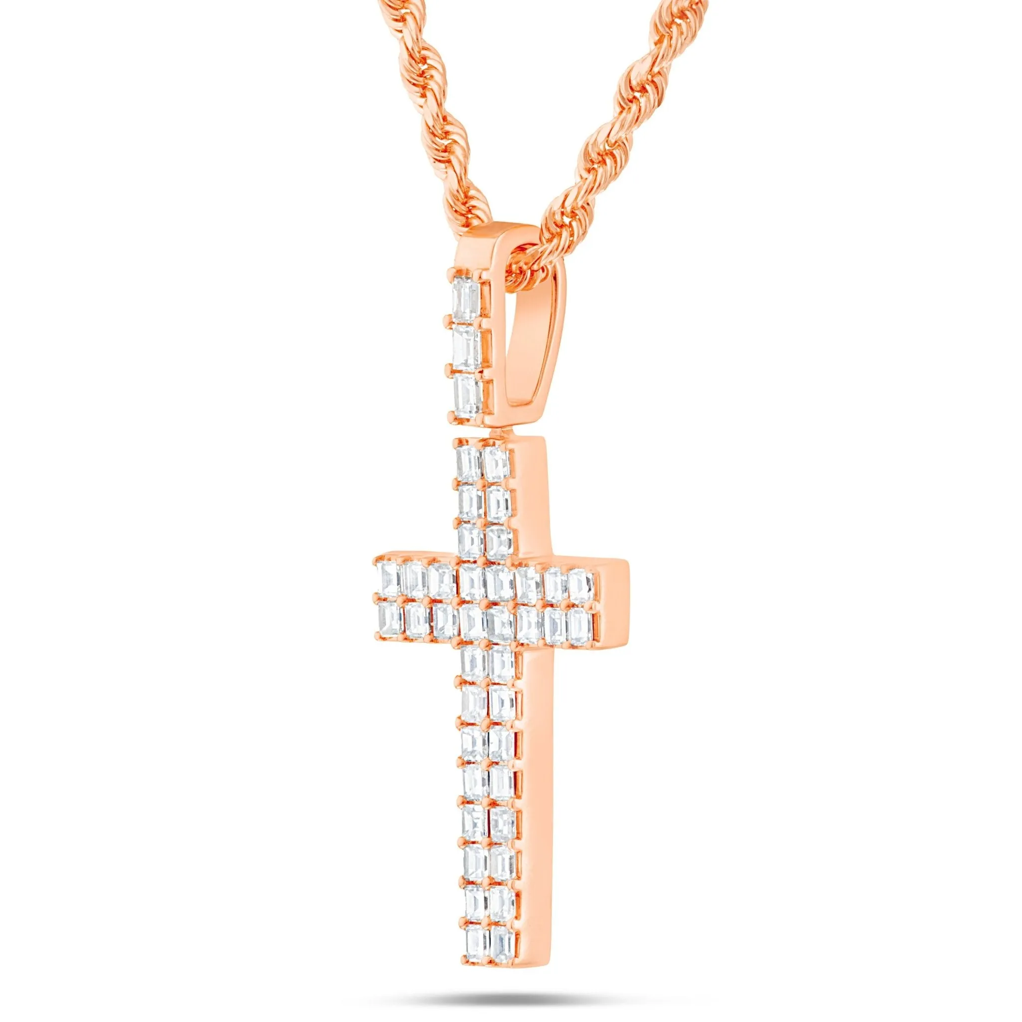 14K Gold 2.70ct Emerald Diamond Cross Pendant