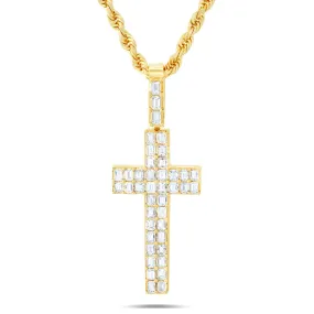 14K Gold 2.70ct Emerald Diamond Cross Pendant