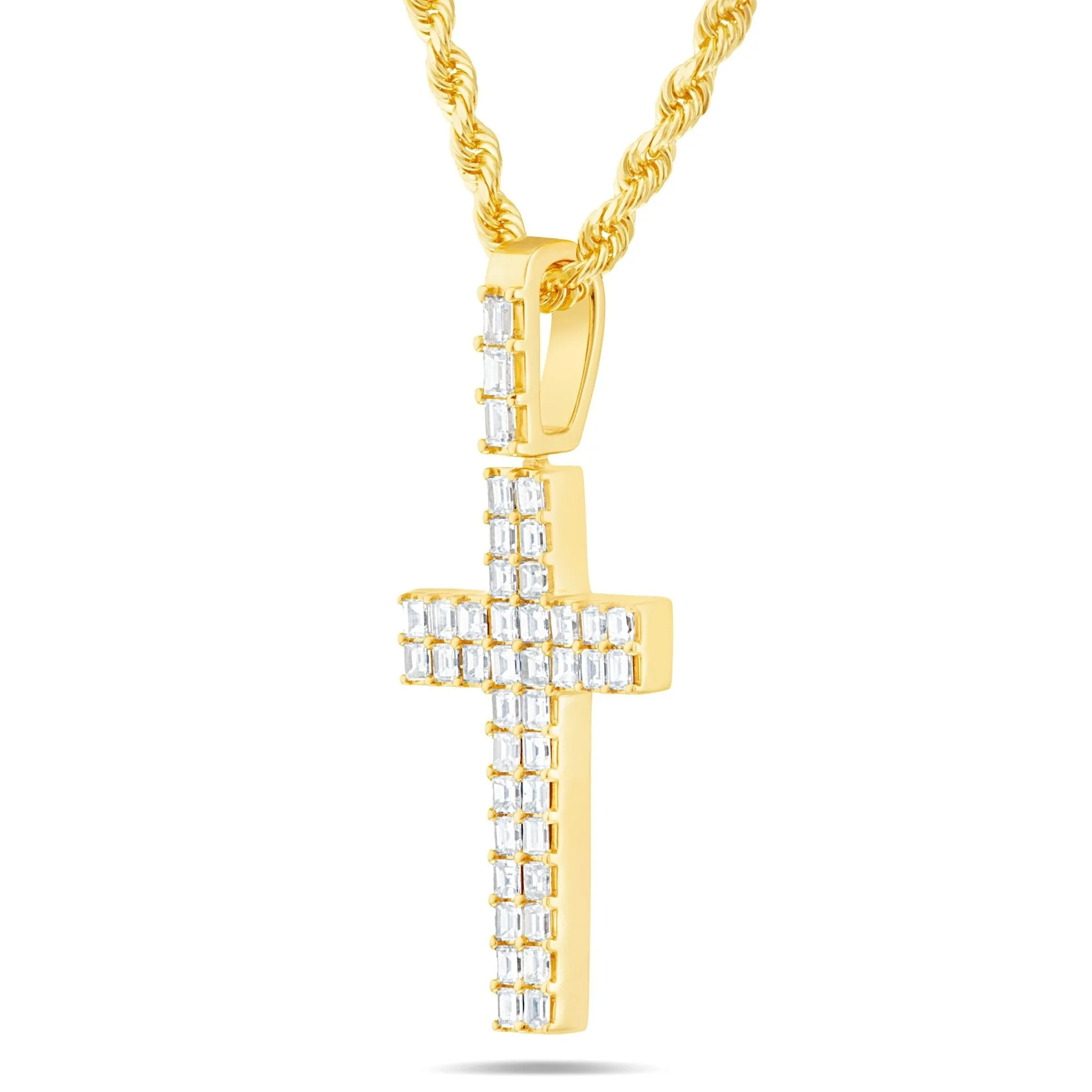 14K Gold 2.70ct Emerald Diamond Cross Pendant