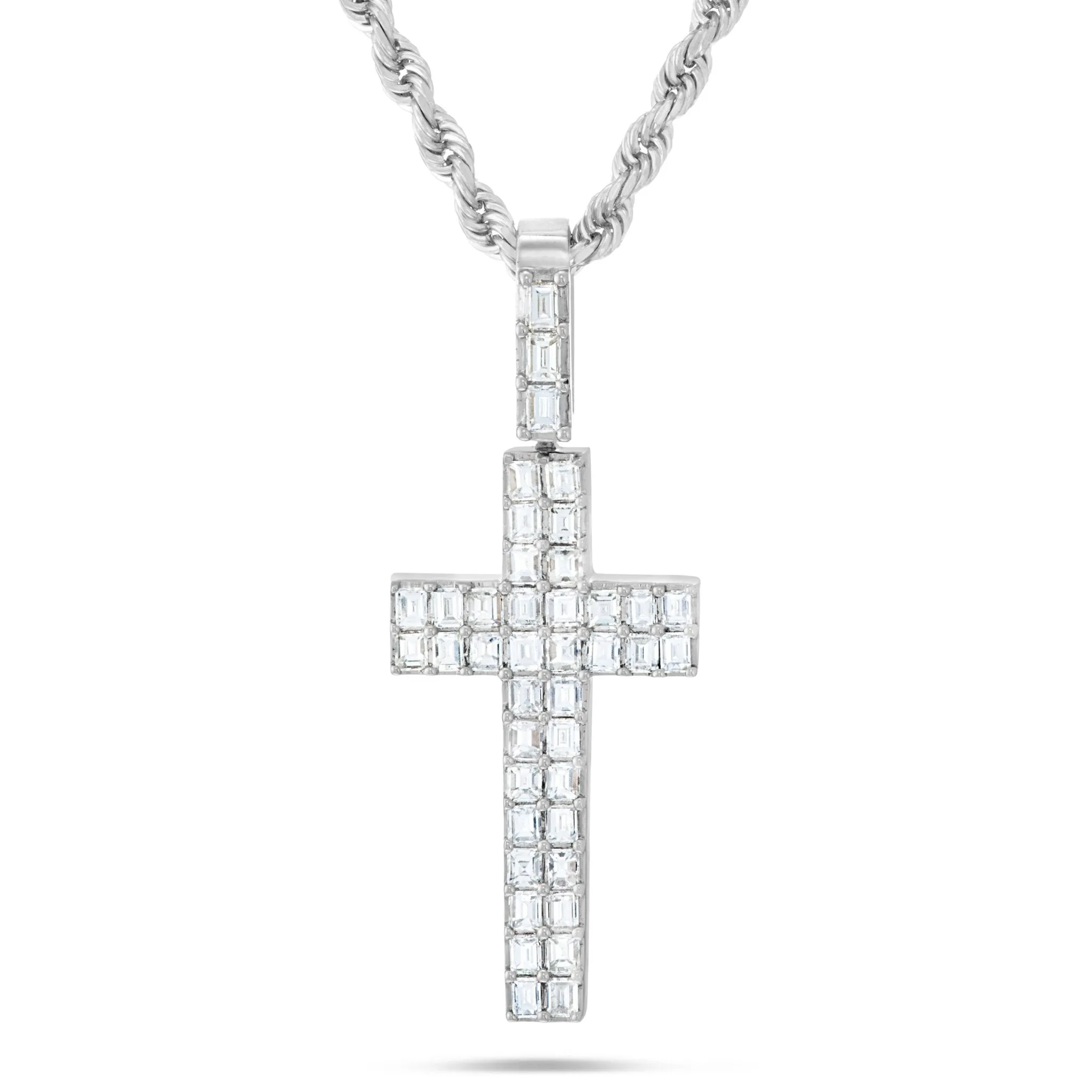 14K Gold 2.70ct Emerald Diamond Cross Pendant
