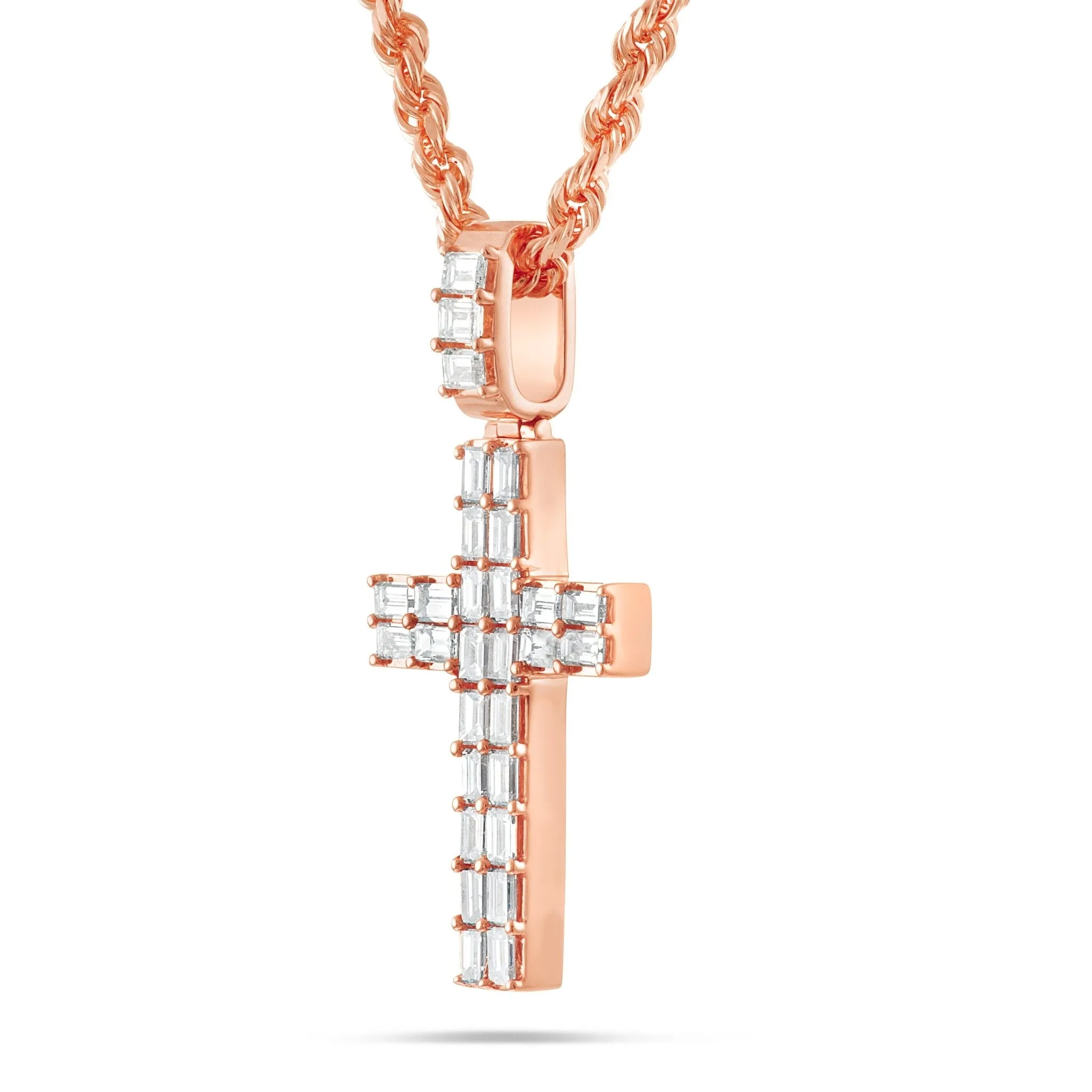 14K Gold 2.76ct Emerald Diamond Cross Pendant
