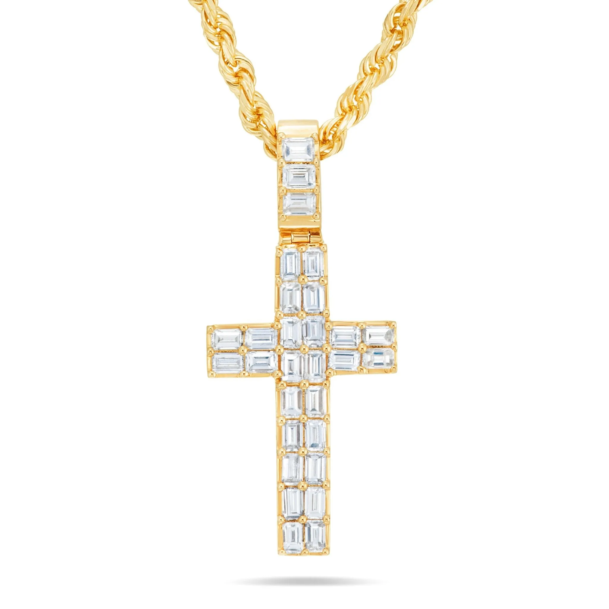 14K Gold 2.76ct Emerald Diamond Cross Pendant