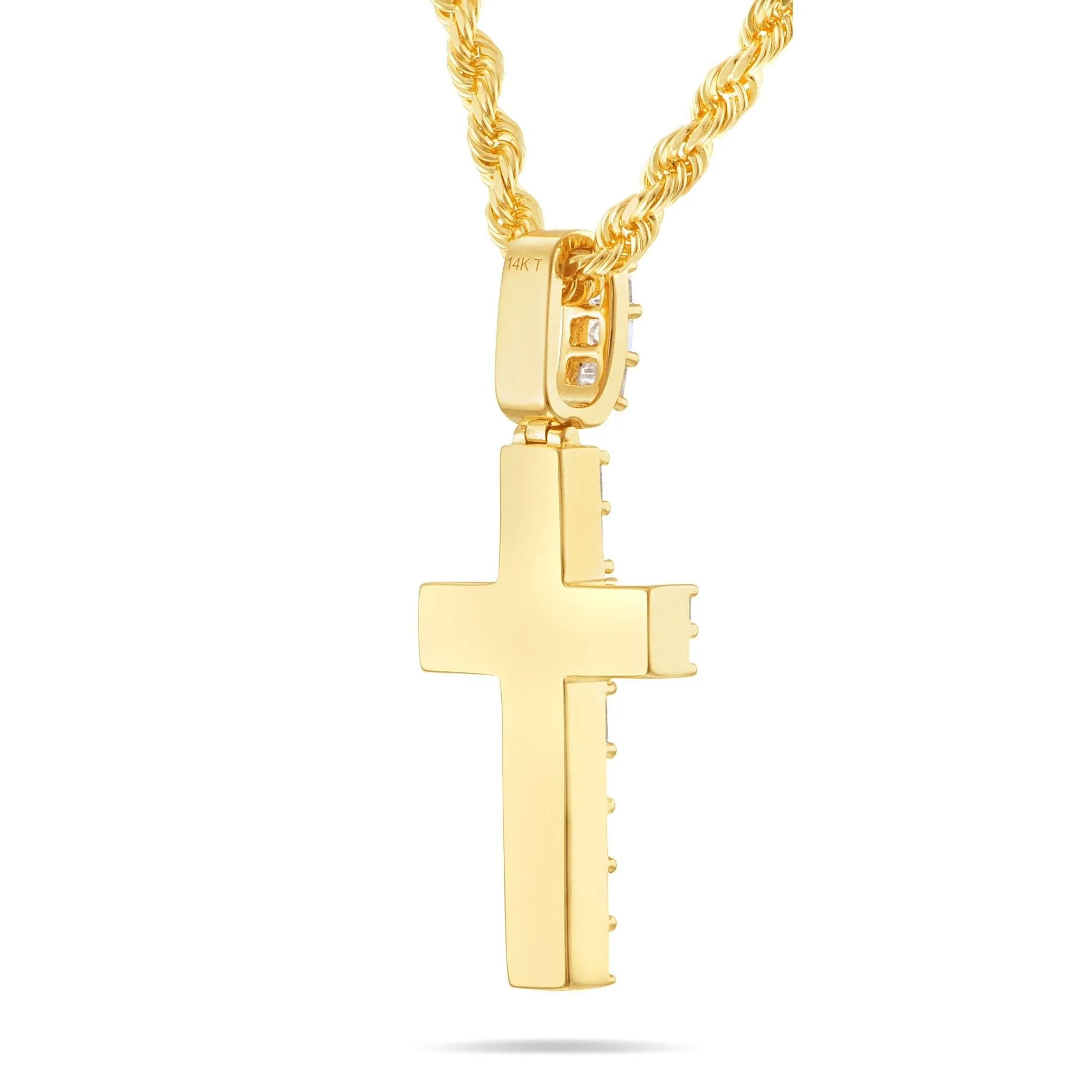 14K Gold 2.76ct Emerald Diamond Cross Pendant