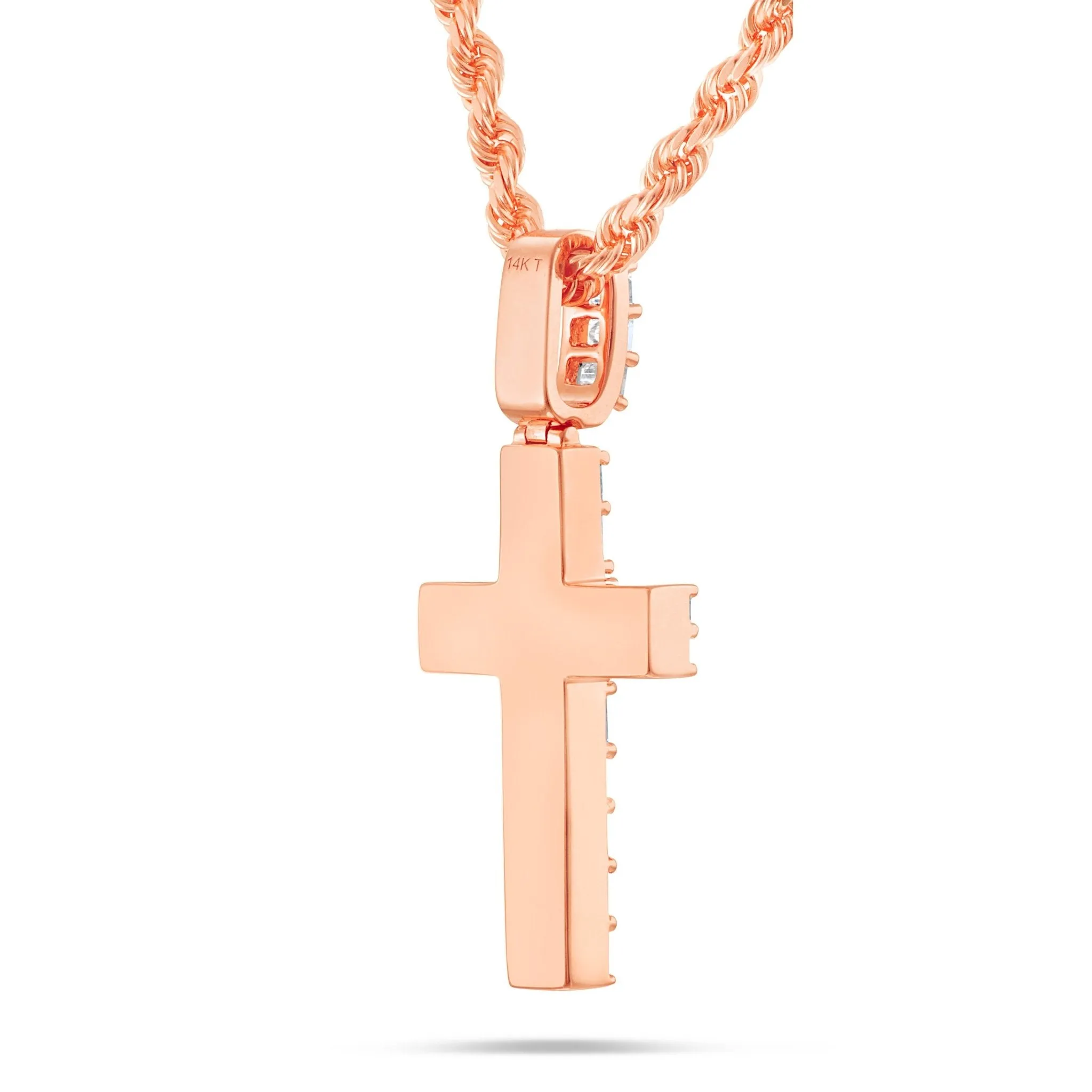 14K Gold 2.76ct Emerald Diamond Cross Pendant