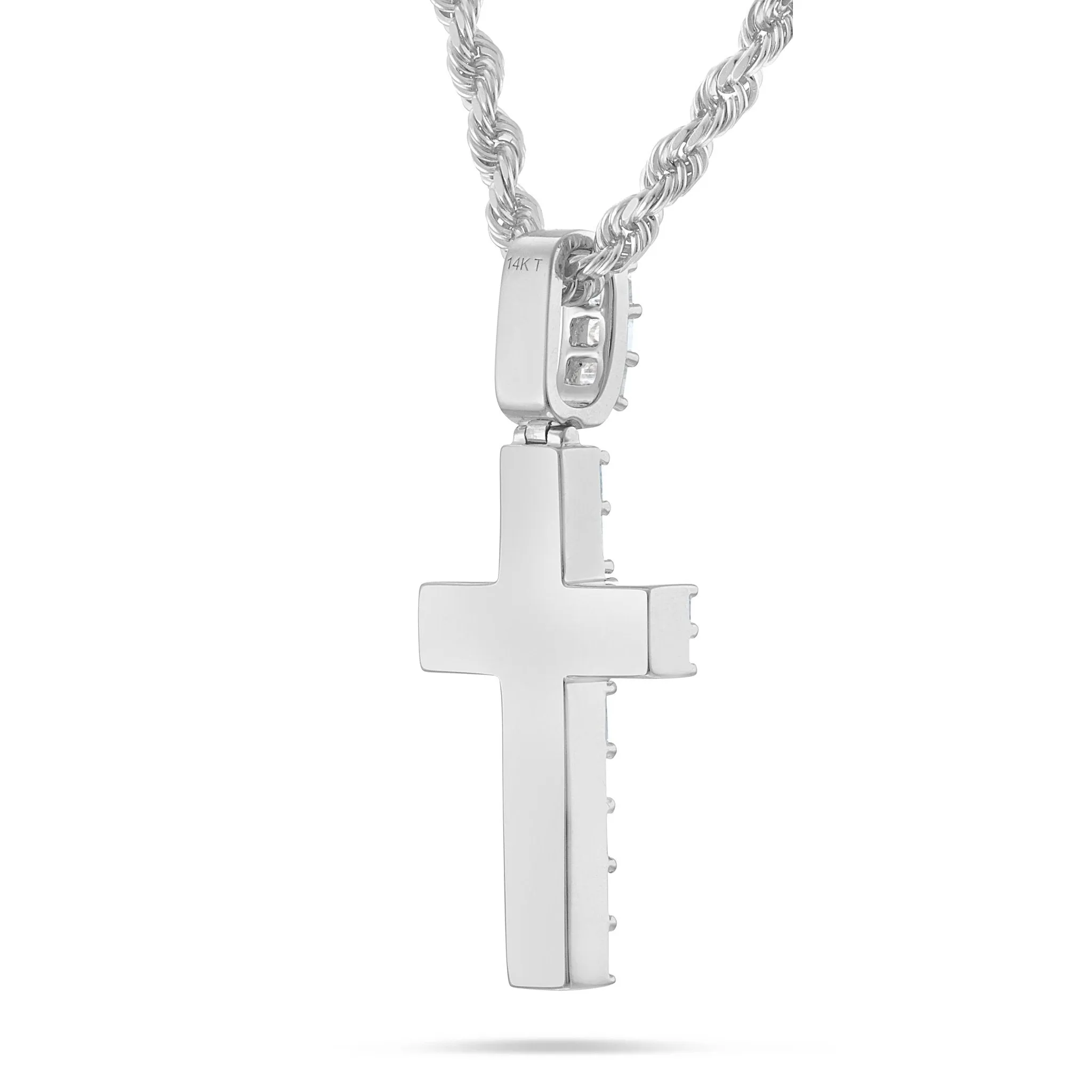14K Gold 2.76ct Emerald Diamond Cross Pendant