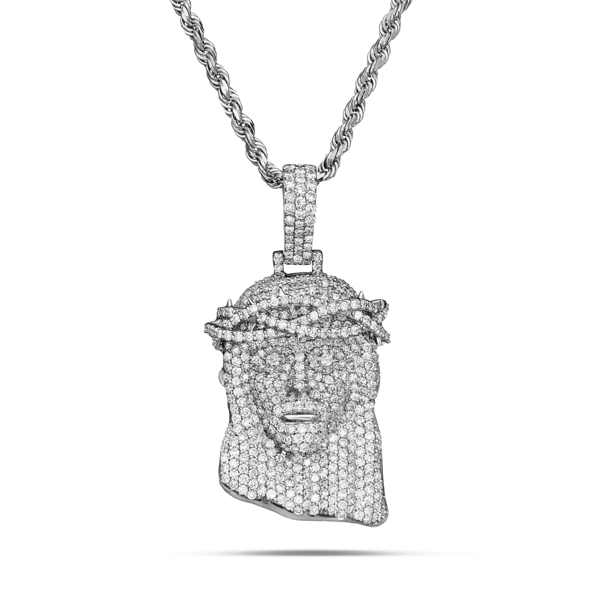 14K Gold 5.29ct Diamond Jesus Head Pendant