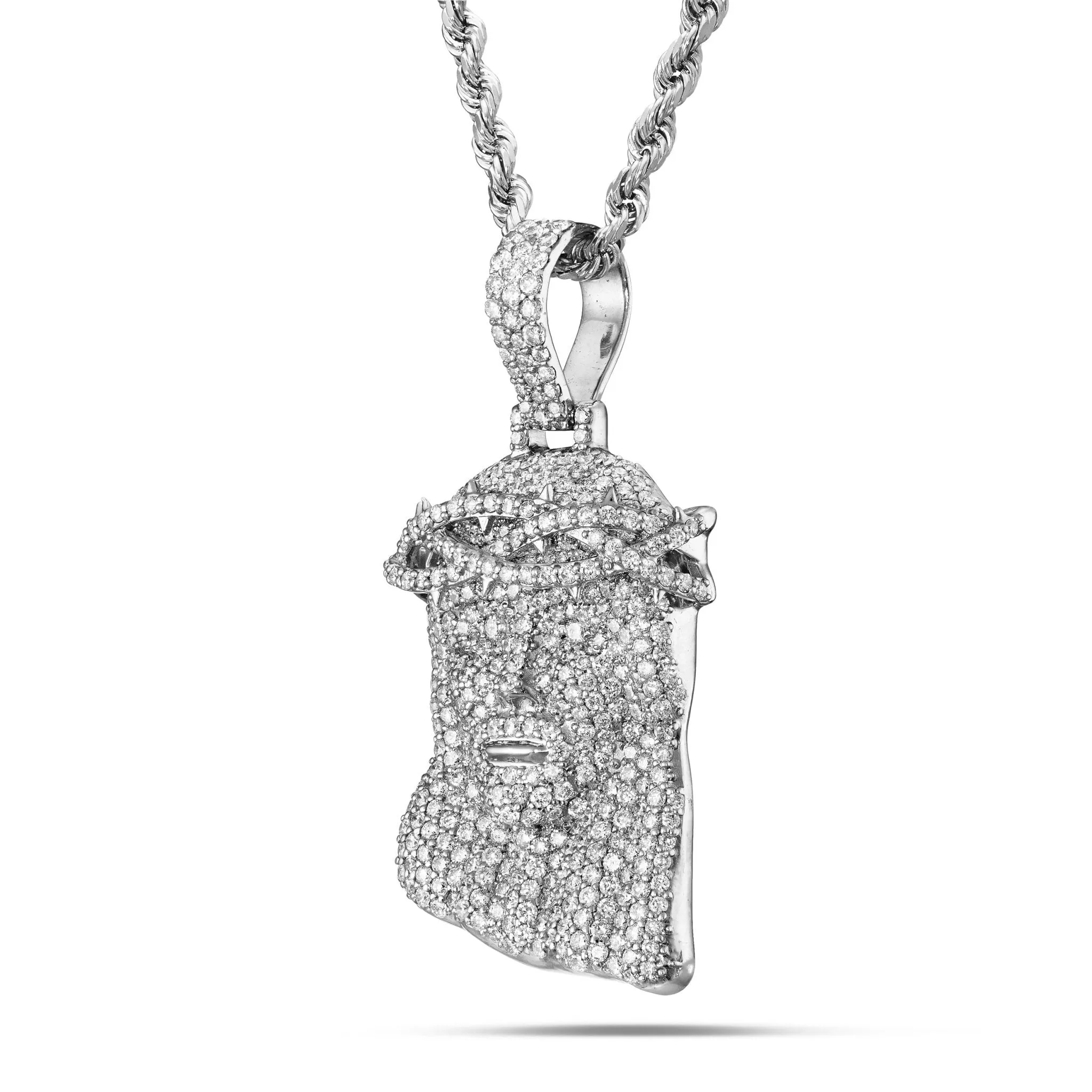 14K Gold 5.29ct Diamond Jesus Head Pendant