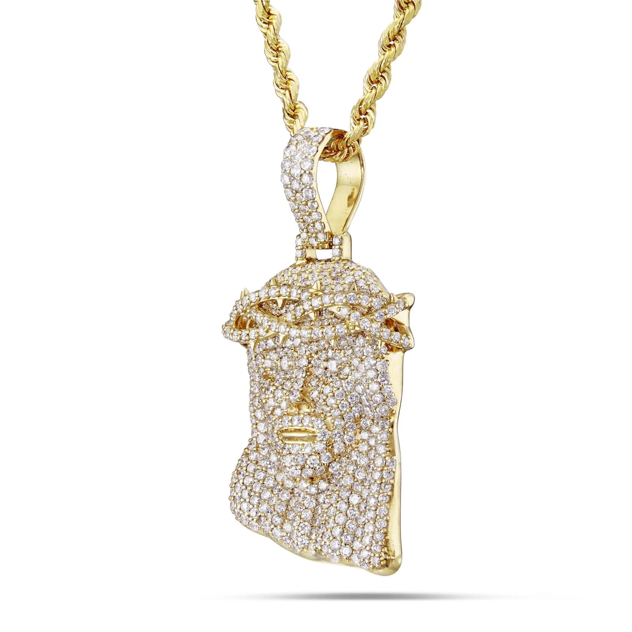 14K Gold 5.29ct Diamond Jesus Head Pendant