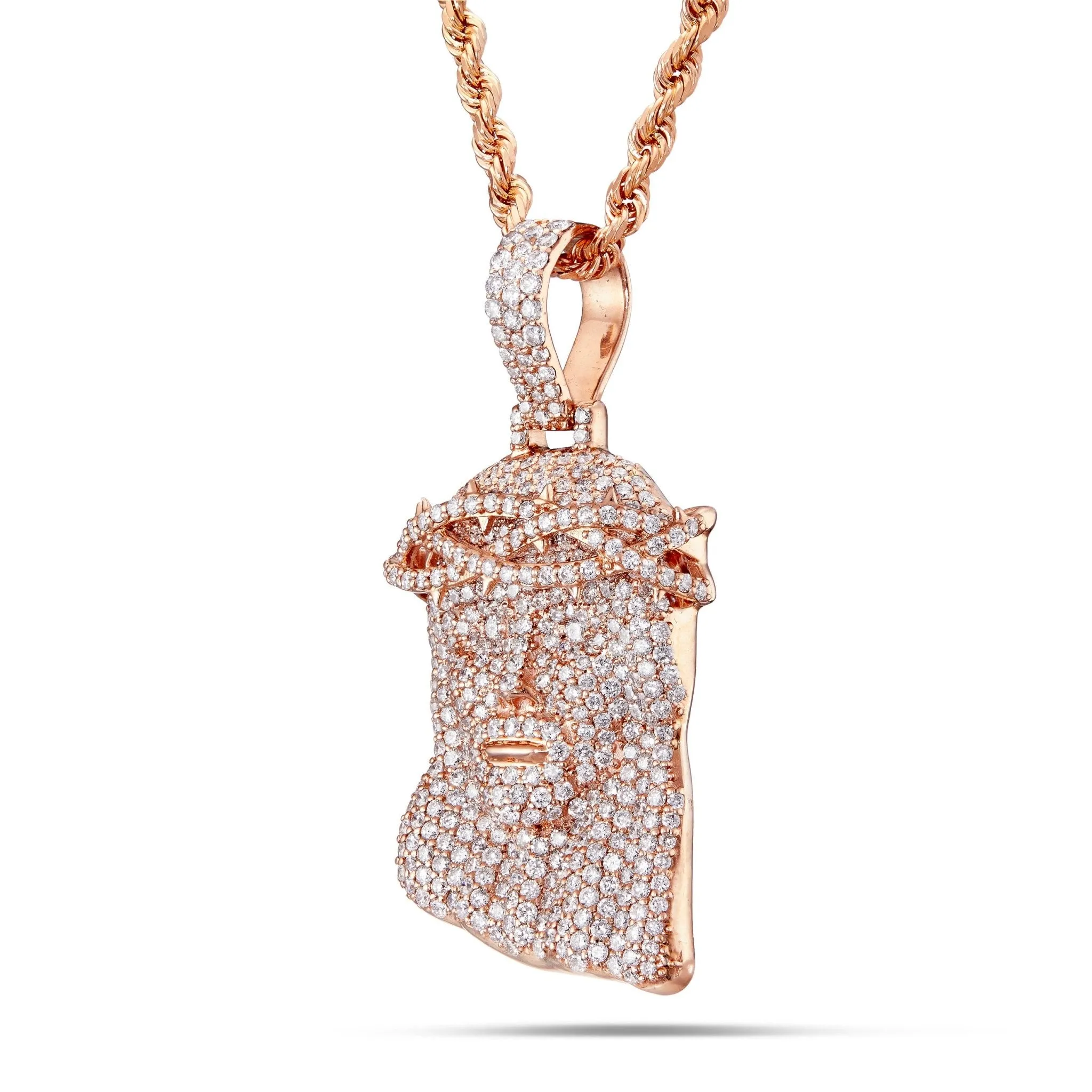 14K Gold 5.29ct Diamond Jesus Head Pendant