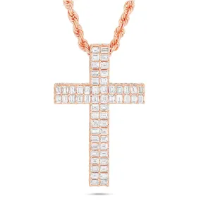14K Gold 5.83ct Emerald Diamond Cross Pendant