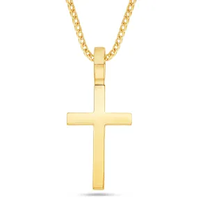 14K Gold Shyne Collection Large Solid Cross Pendant