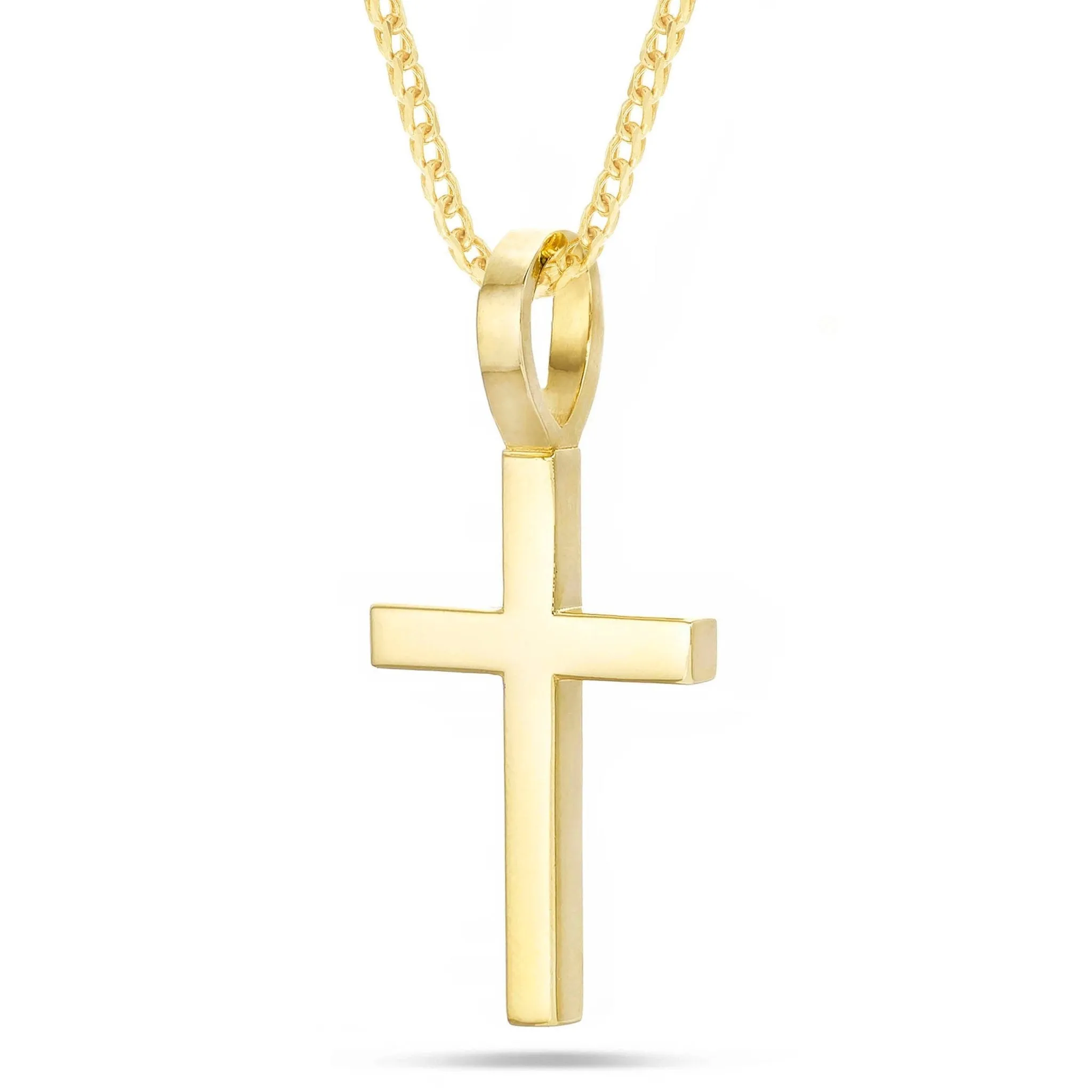 14K Gold Shyne Collection Large Solid Cross Pendant