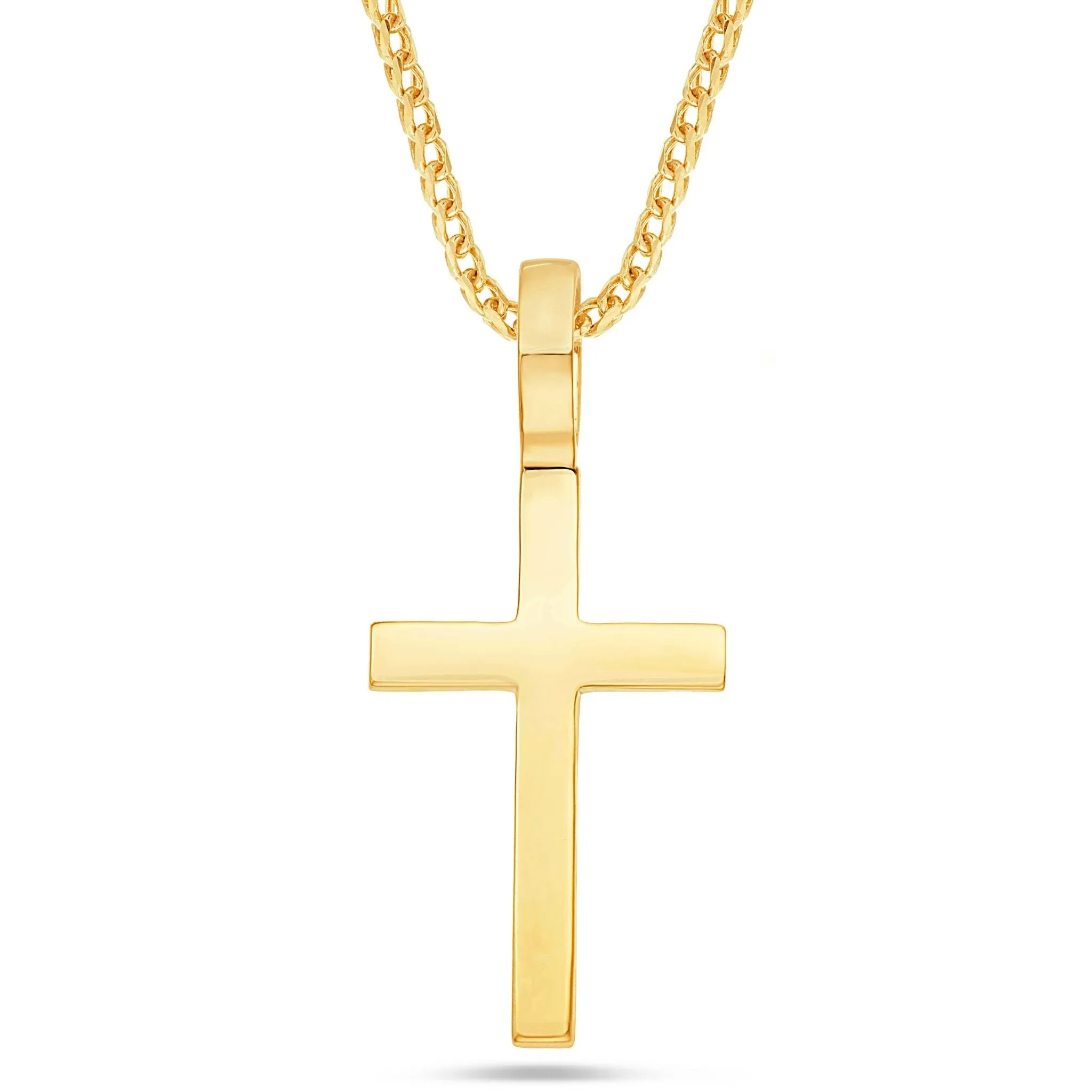 14K Gold Shyne Collection Large Solid Cross Pendant