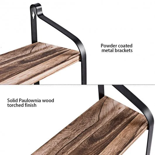 2-Tier Rustic Wall Mounted Floating Shelf Multi-purpose Storage