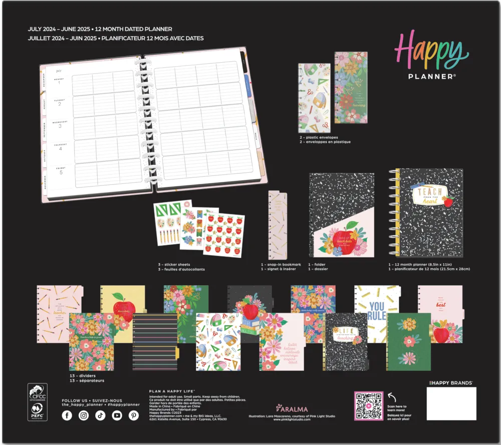 2024 Books & Blooms Teacher Happy Planner Box Kit - Big Teacher Layout  - 12 Months