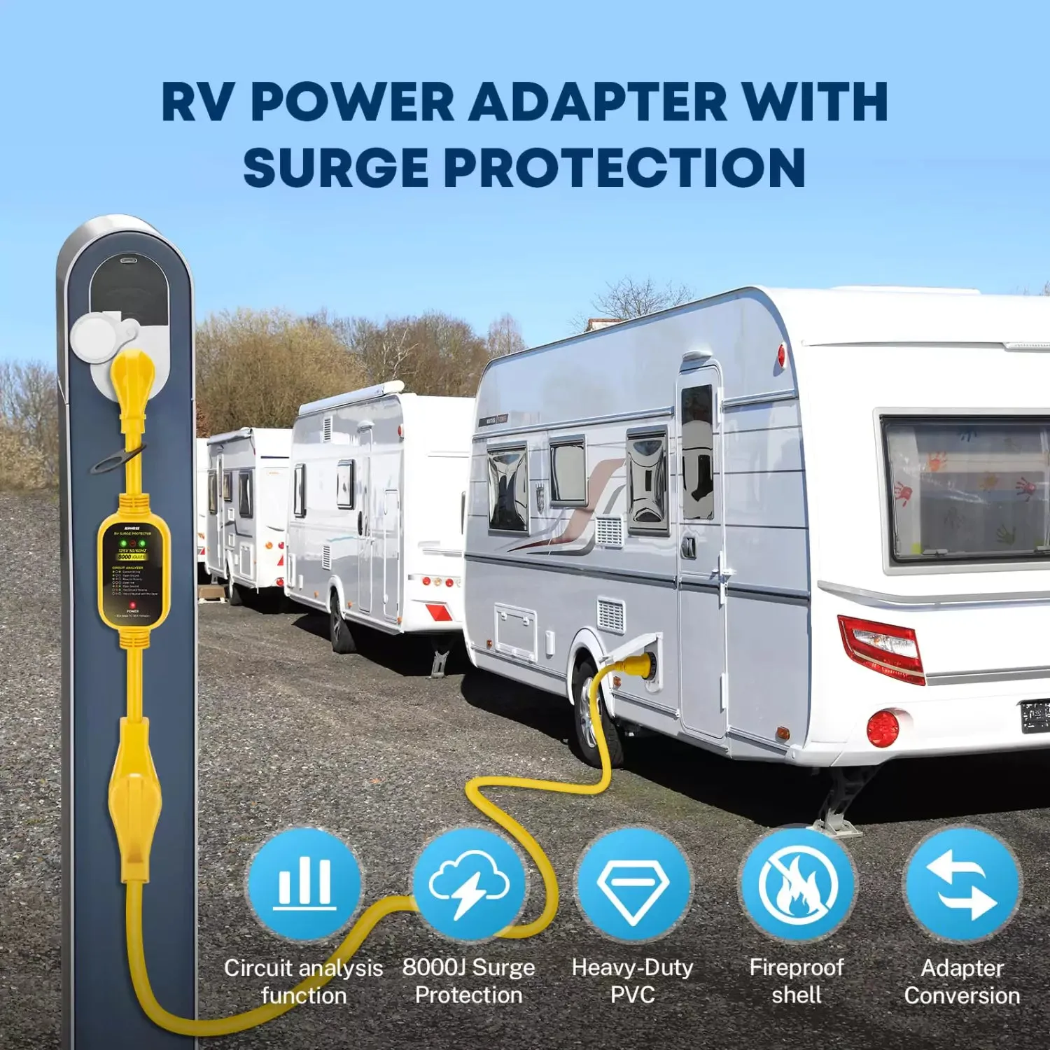 50 Amp to 30 Amp RV Adapter with Surge Protector