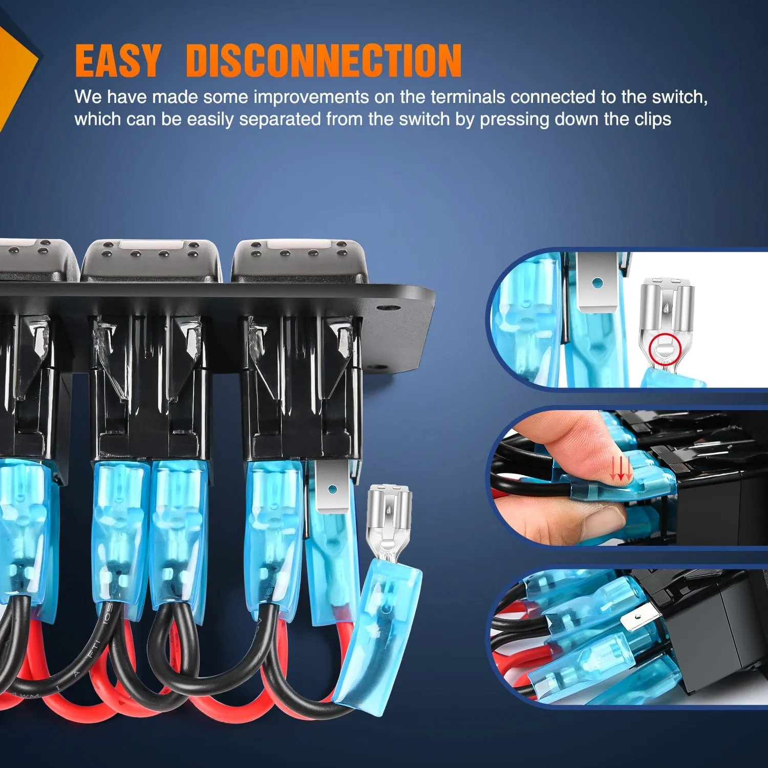 7 Gang Switch Panel With QC3.0 & PD Charger And Voltmerter with Blue Backlit