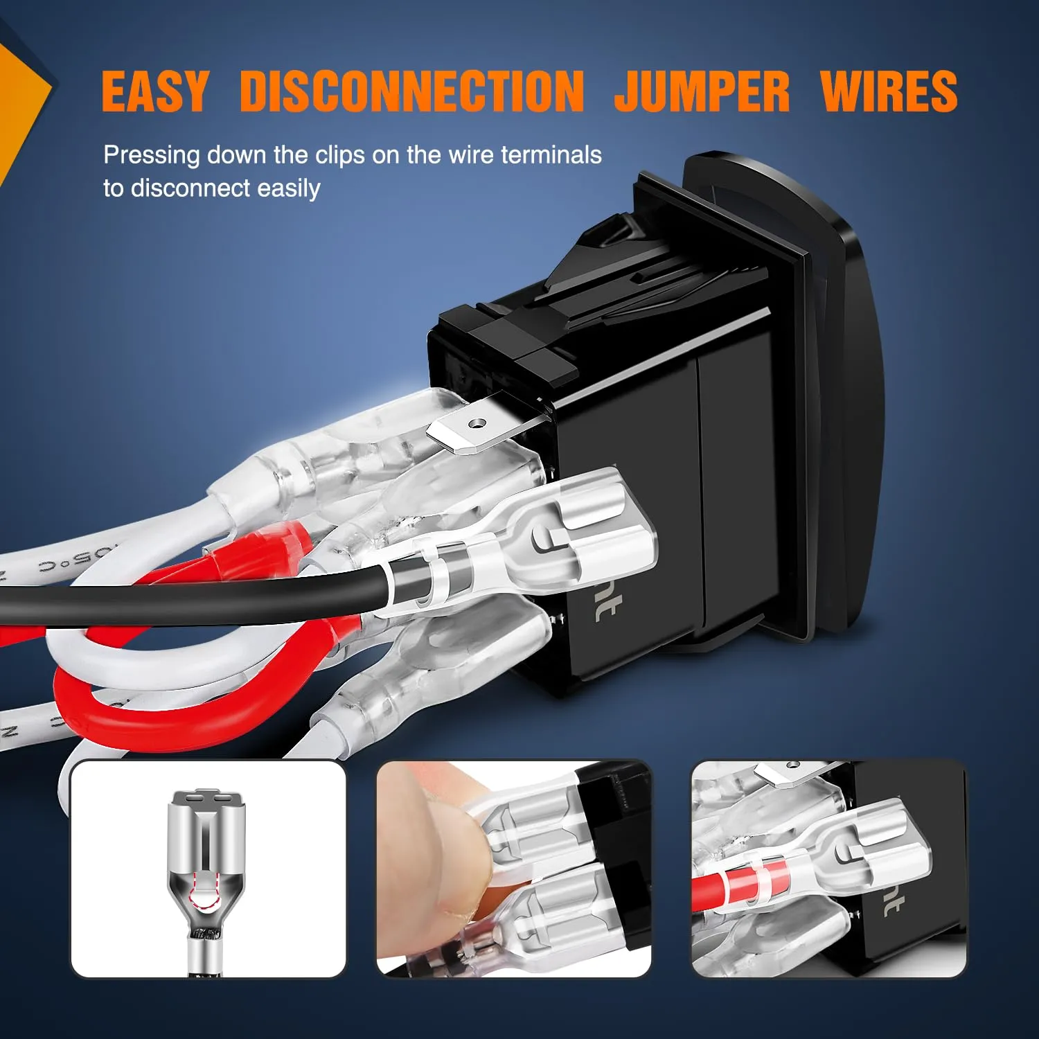 7Pin DPDT On/Off UTV Winch Momentary Rocker Switch Orange Backlit