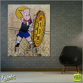 A Rolling Investment 120cm x 150cm Richie Rich Bitcoin (SOLD)