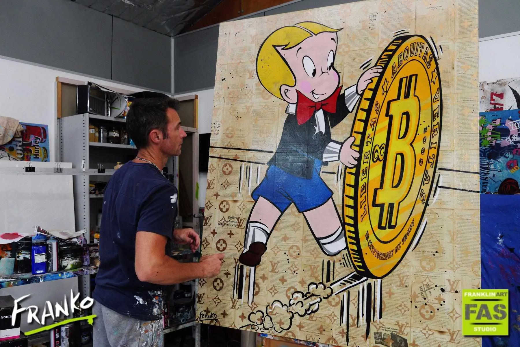 A Rolling Investment 120cm x 150cm Richie Rich Bitcoin (SOLD)