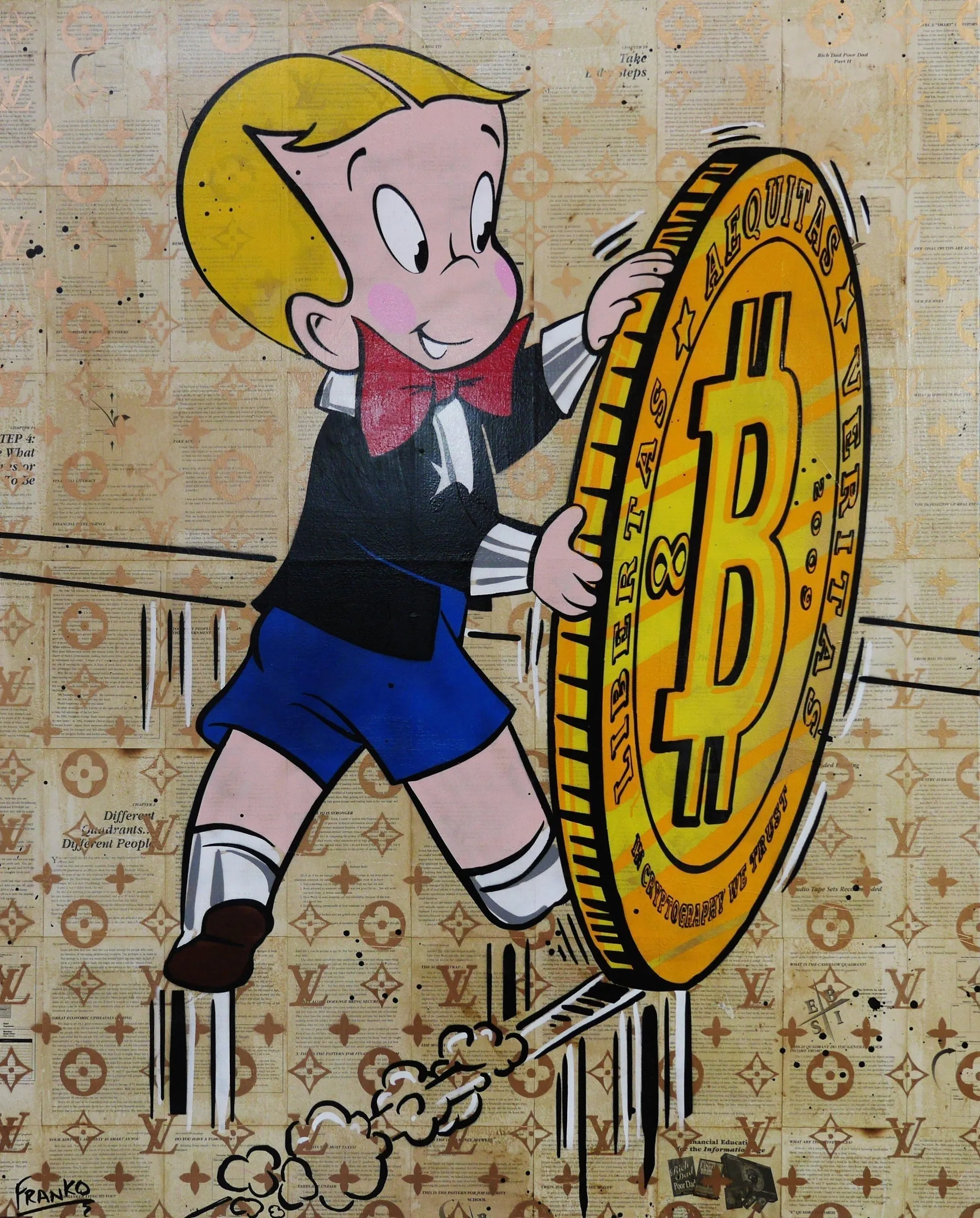 A Rolling Investment 120cm x 150cm Richie Rich Bitcoin (SOLD)