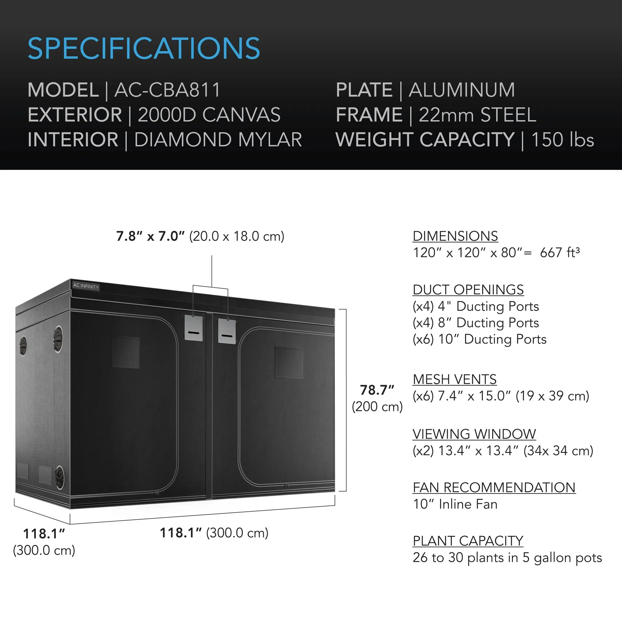 AC Infinity 10x10 Grow Tent & Ventilation Kit