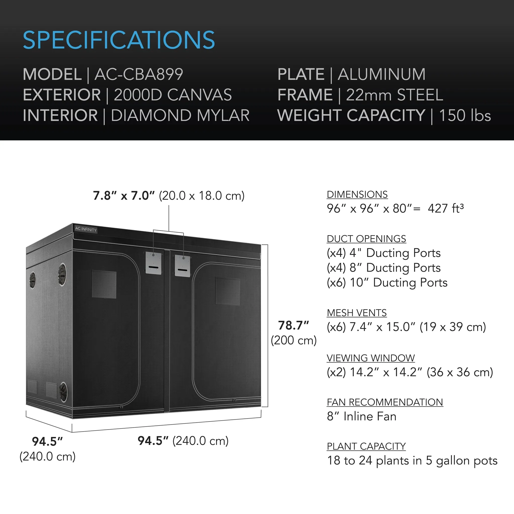 AC Infinity 8x8 Grow Tent & Ventilation Kit