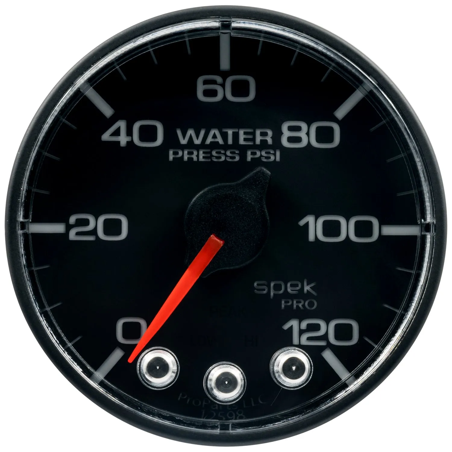 AutoMeter P345324 GAUGE; WATER PRESS; 2 1/16in.; 120PSI; STPR MTR W/PK/WRN; BK/BK; SPEK; NO O-RING