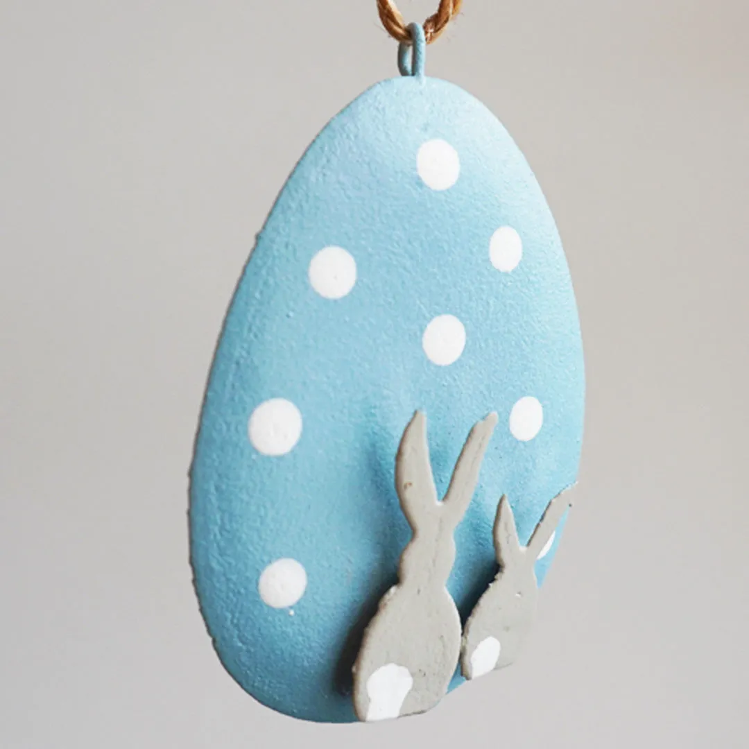 Bunnies on Blue Spotty Egg