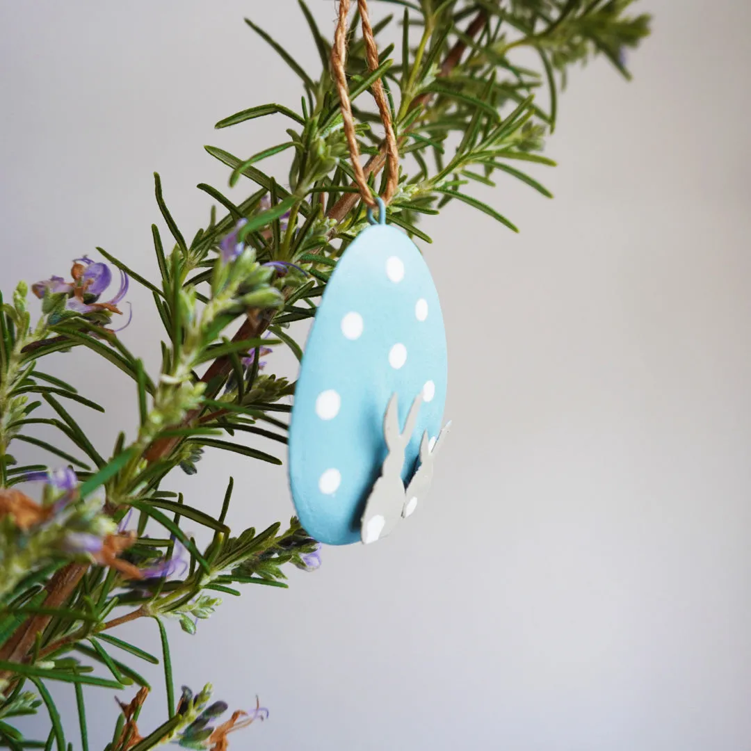 Bunnies on Blue Spotty Egg