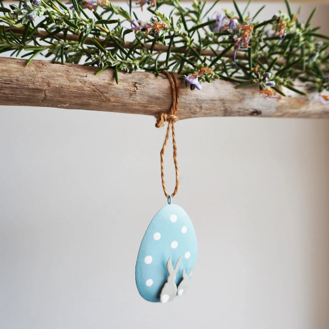 Bunnies on Blue Spotty Egg
