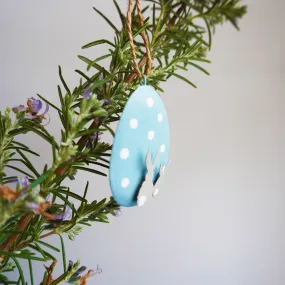 Bunnies on Blue Spotty Egg