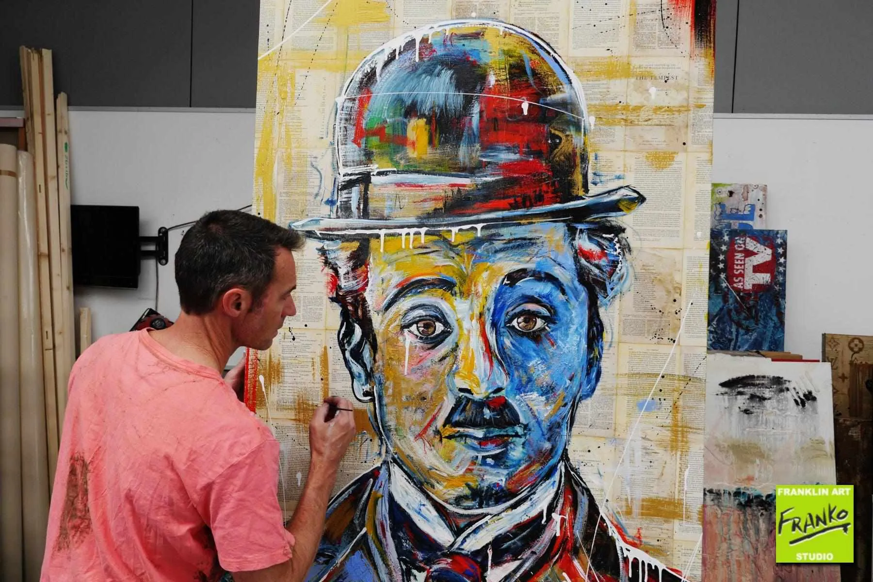 Charlie Chaplin Simply 140cm x 100cm Charlie Chaplin Book Pop art Painting (SOLD)