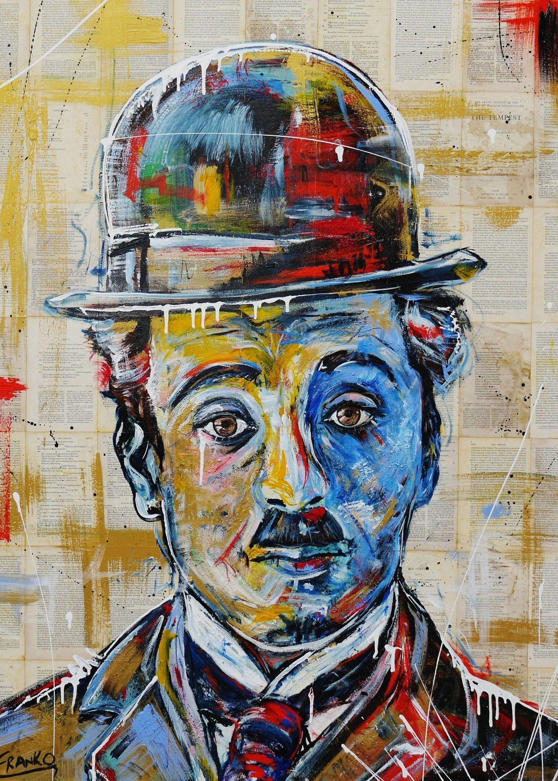 Charlie Chaplin Simply 140cm x 100cm Charlie Chaplin Book Pop art Painting (SOLD)