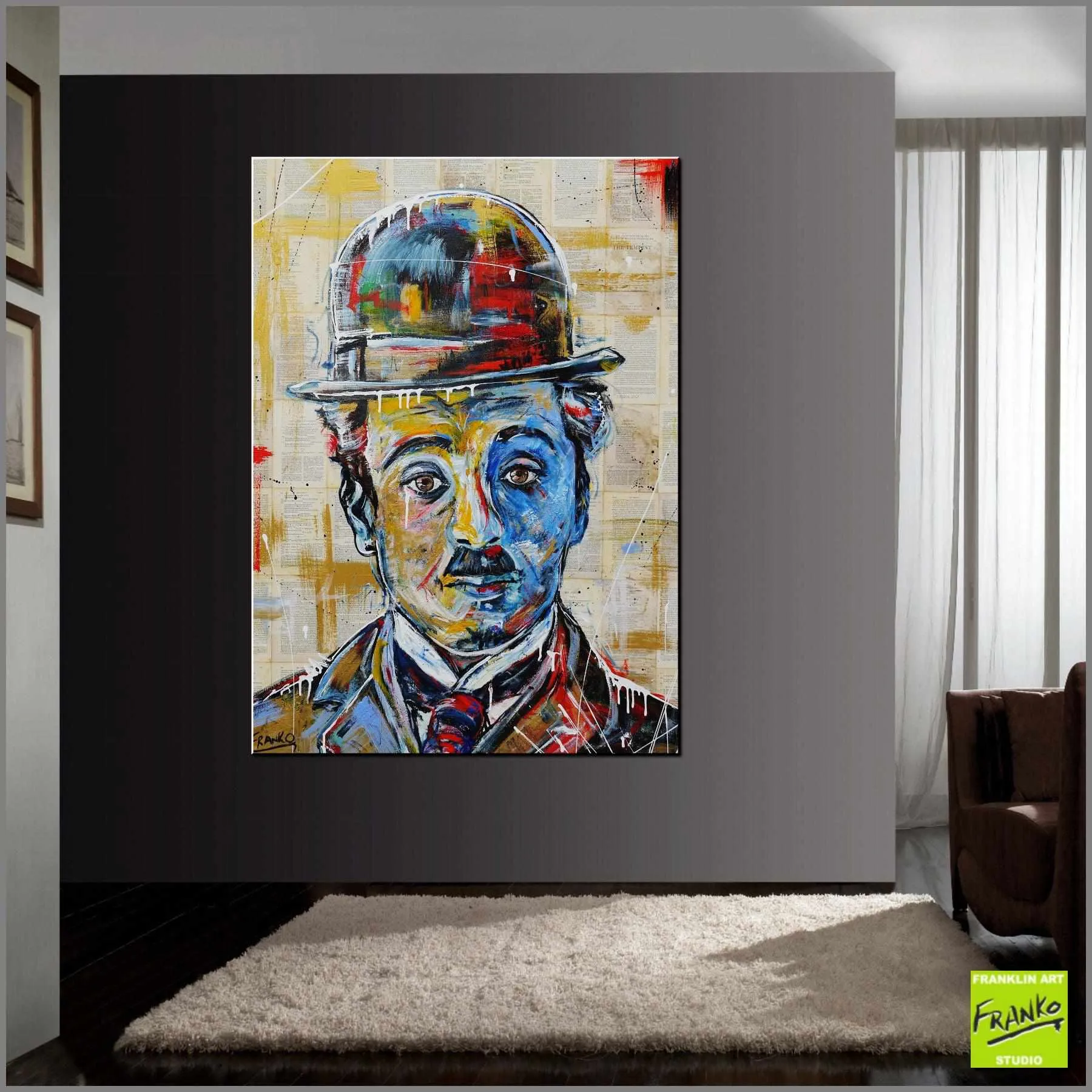 Charlie Chaplin Simply 140cm x 100cm Charlie Chaplin Book Pop art Painting (SOLD)