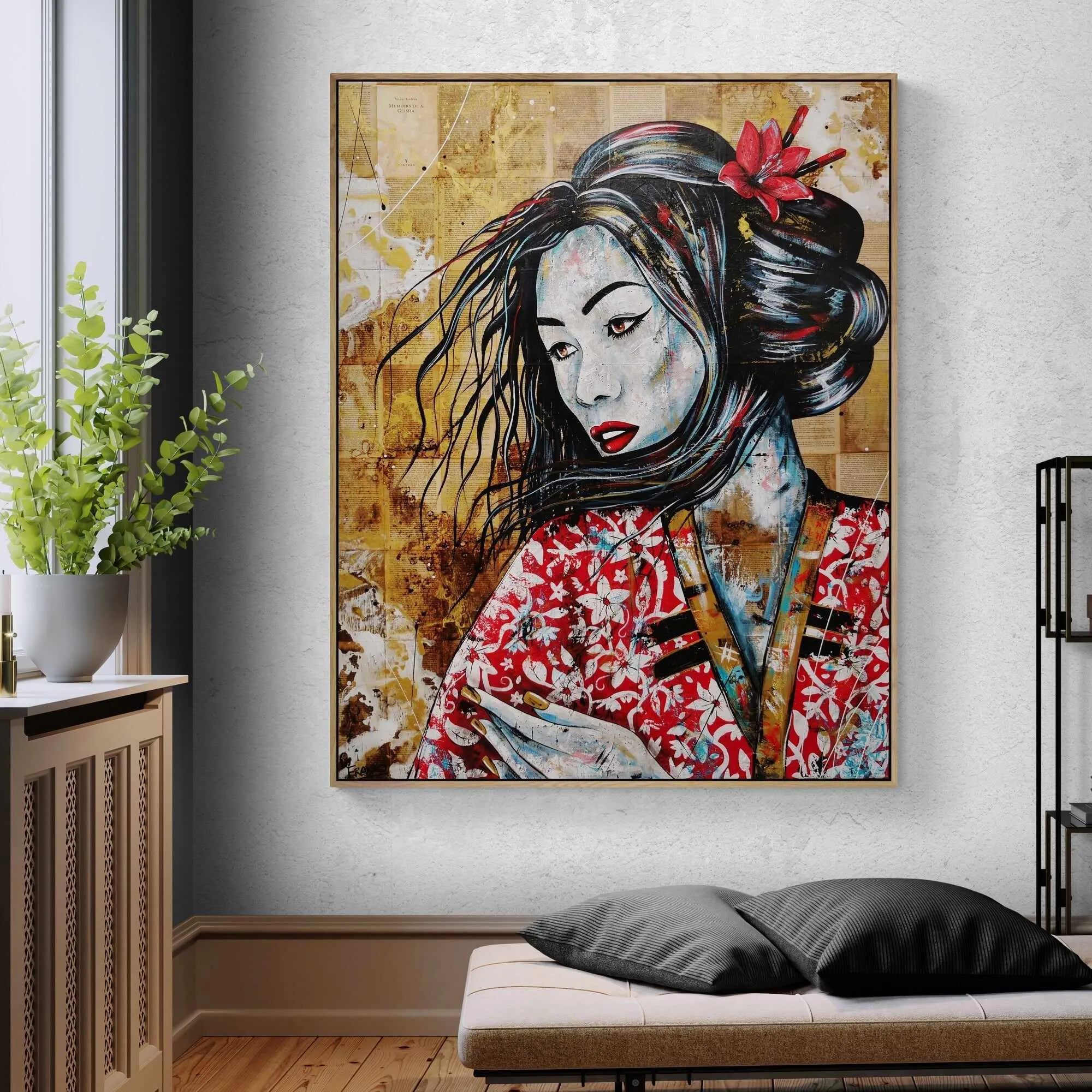 Cherry Asami 120cm x 150cm Geisha Abstract Realism Book Club Painting (SOLD)
