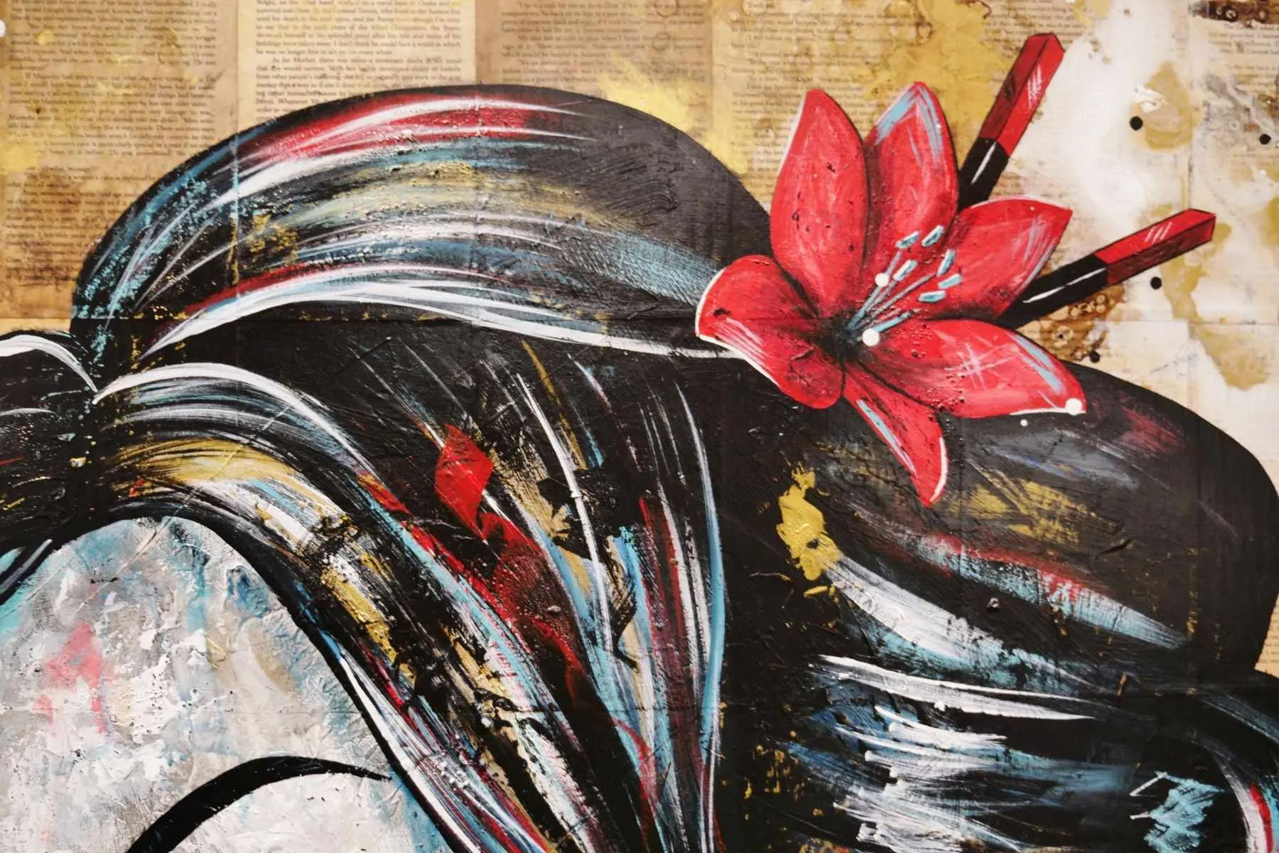 Cherry Asami 120cm x 150cm Geisha Abstract Realism Book Club Painting (SOLD)