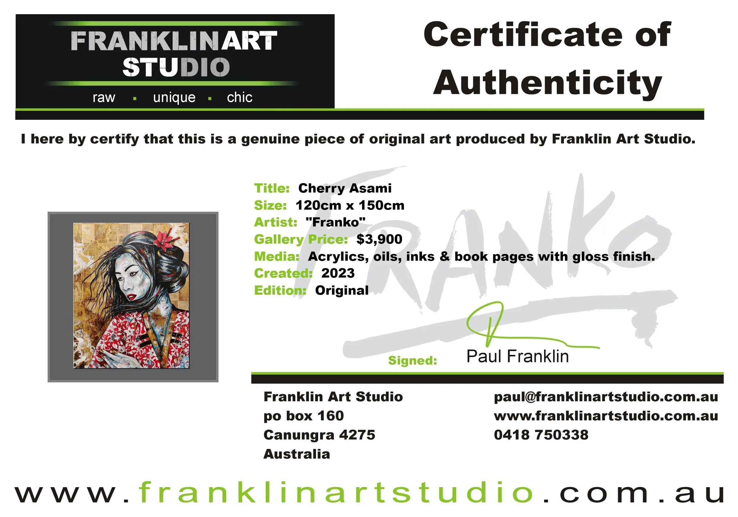Cherry Asami 120cm x 150cm Geisha Abstract Realism Book Club Painting (SOLD)