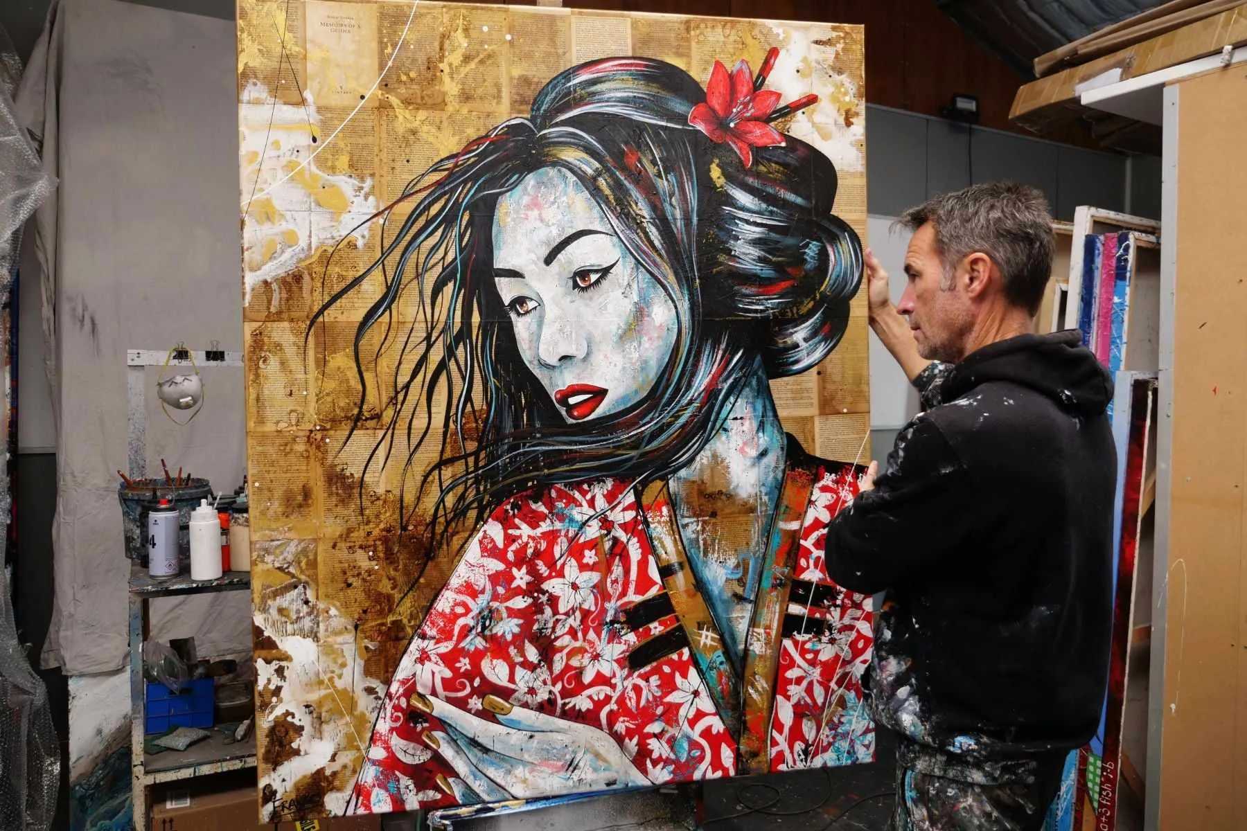 Cherry Asami 120cm x 150cm Geisha Abstract Realism Book Club Painting (SOLD)