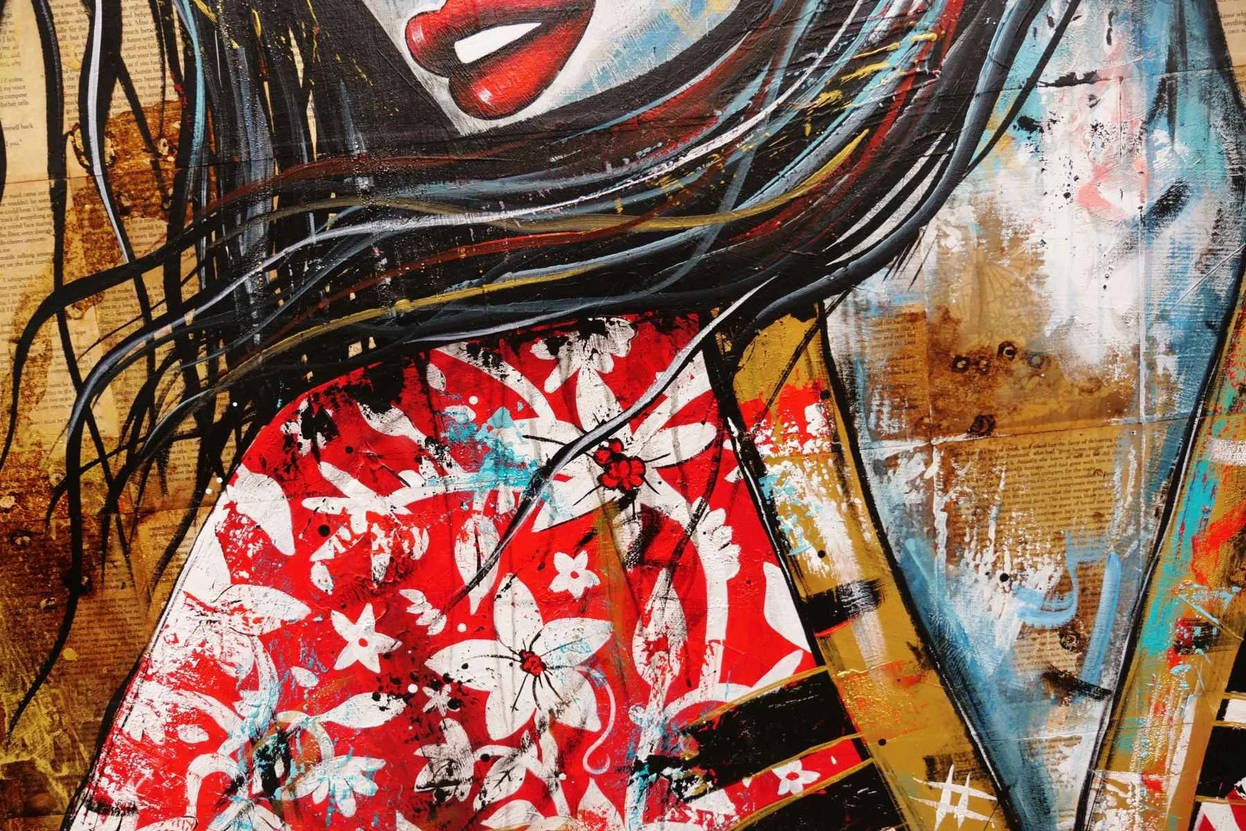 Cherry Asami 120cm x 150cm Geisha Abstract Realism Book Club Painting (SOLD)