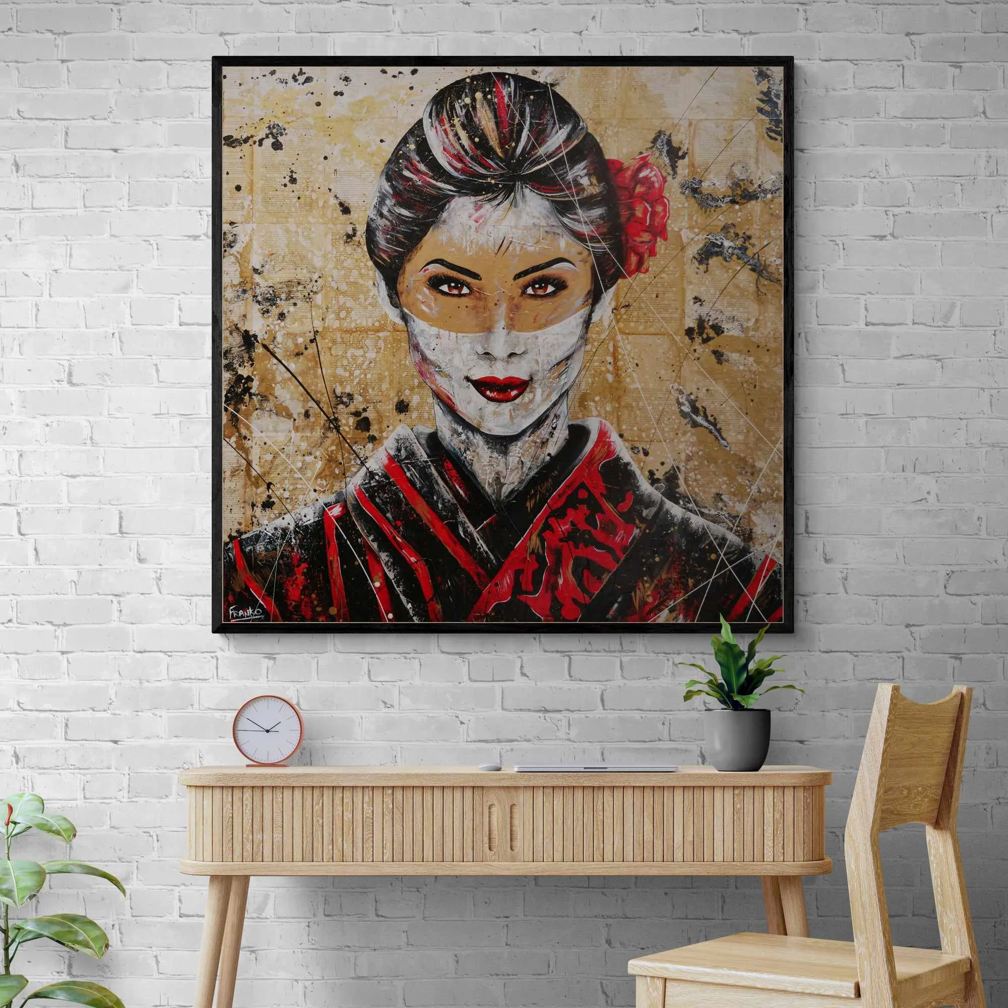 Cherry Pride 120cm x 120cm Geisha Abstract Realism Book Club Painting (SOLD)